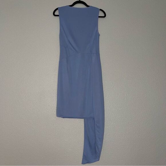🚨 3 for $25 - BAR III Sleeveless Asymmetrical-Drape Dress, Light Blue - Picture 3 of 9